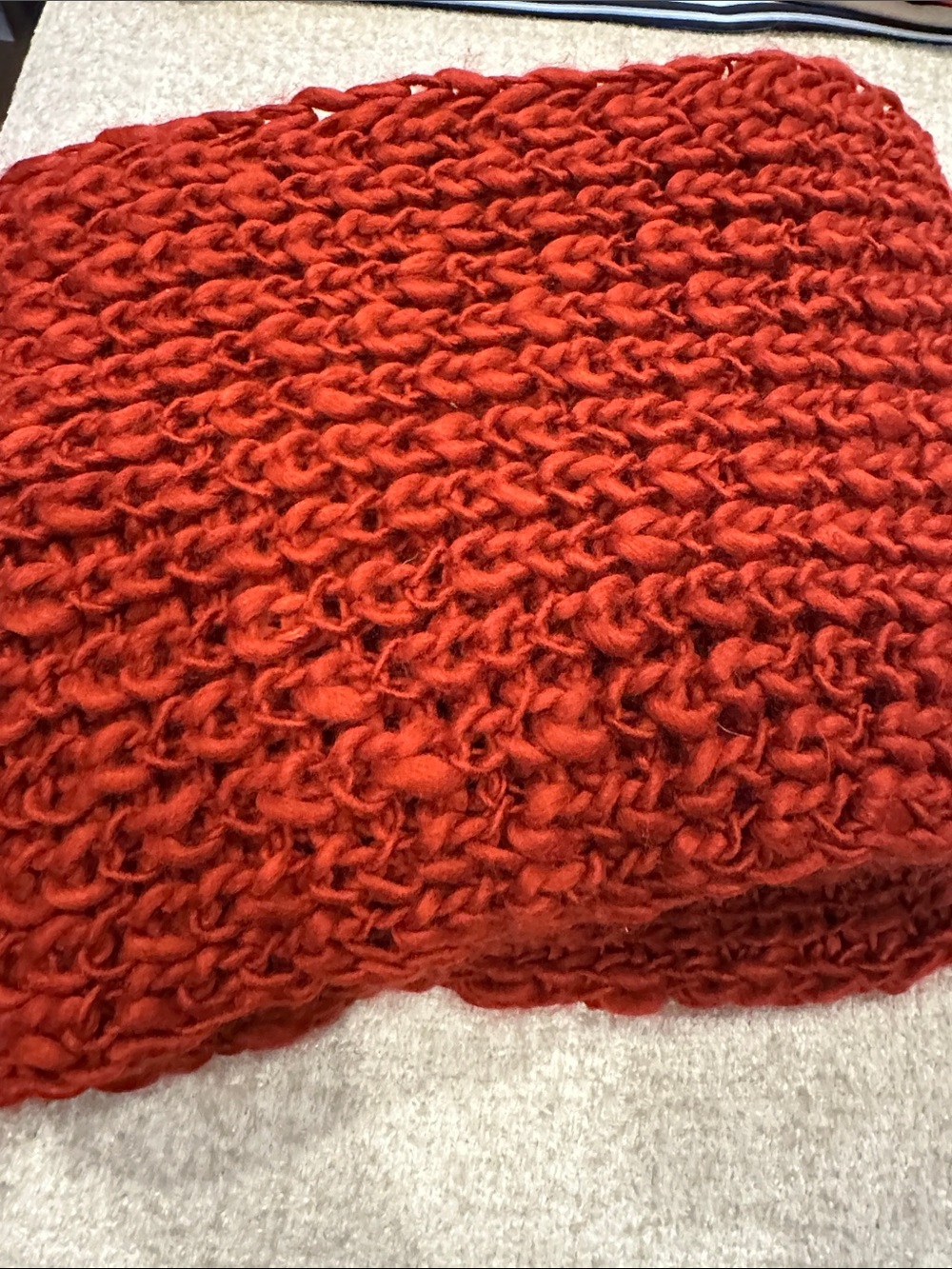 Zara Rust Red Textured Knit Scarf